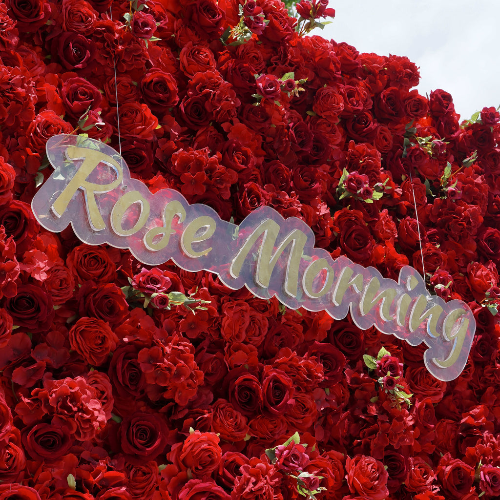 Jennifer: 3D Fabric Artificial Flower Wall Rolling Up Curtain Flower Wall R175 - 8ft*8ft Rose Morning