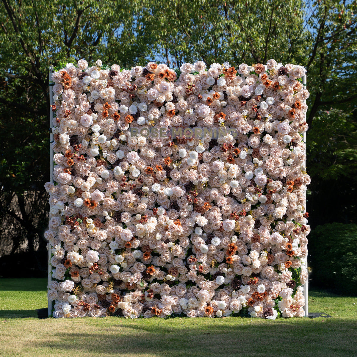 Latte | 4D Event-Ready Artificial Floral Wall Backdrop, Zip-Up Fabric 8ft*8ft | Shipping Included