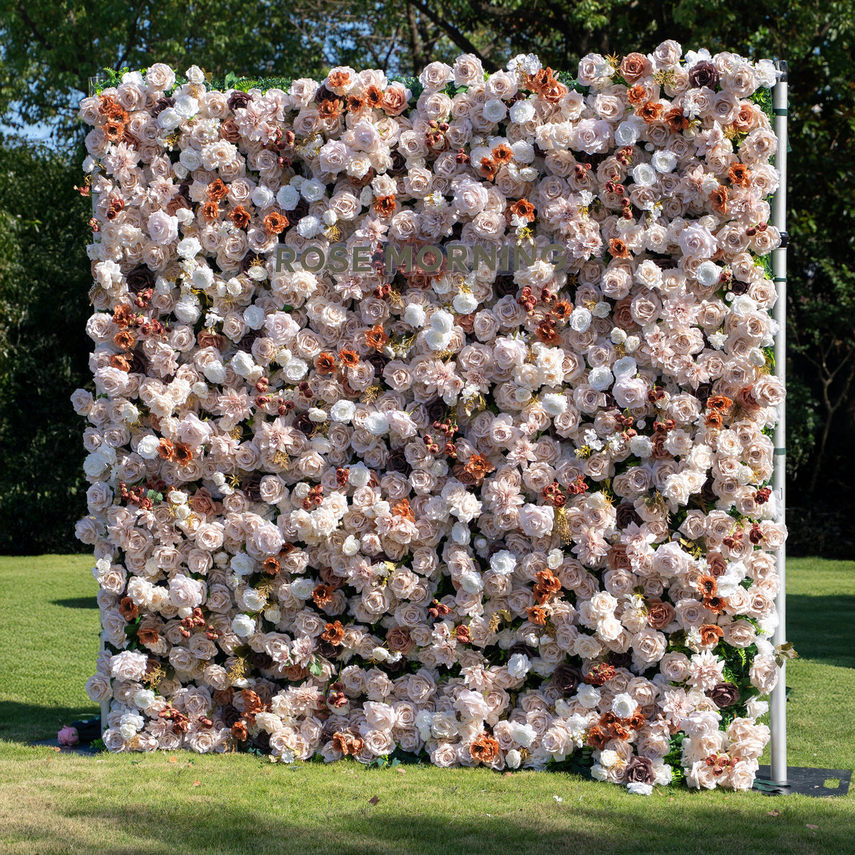 Latte | 4D Event-Ready Artificial Floral Wall Backdrop, Zip-Up Fabric 8ft*8ft | Shipping Included
