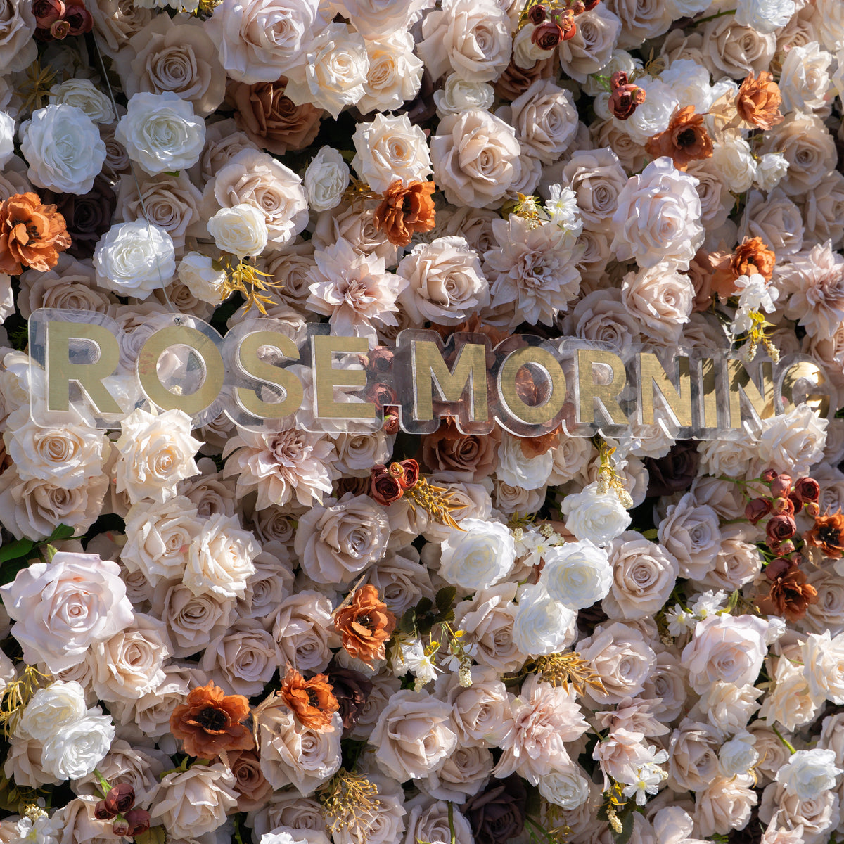 Latte | 4D Event-Ready Artificial Floral Wall Backdrop, Zip-Up Fabric 8ft*8ft | Shipping Included