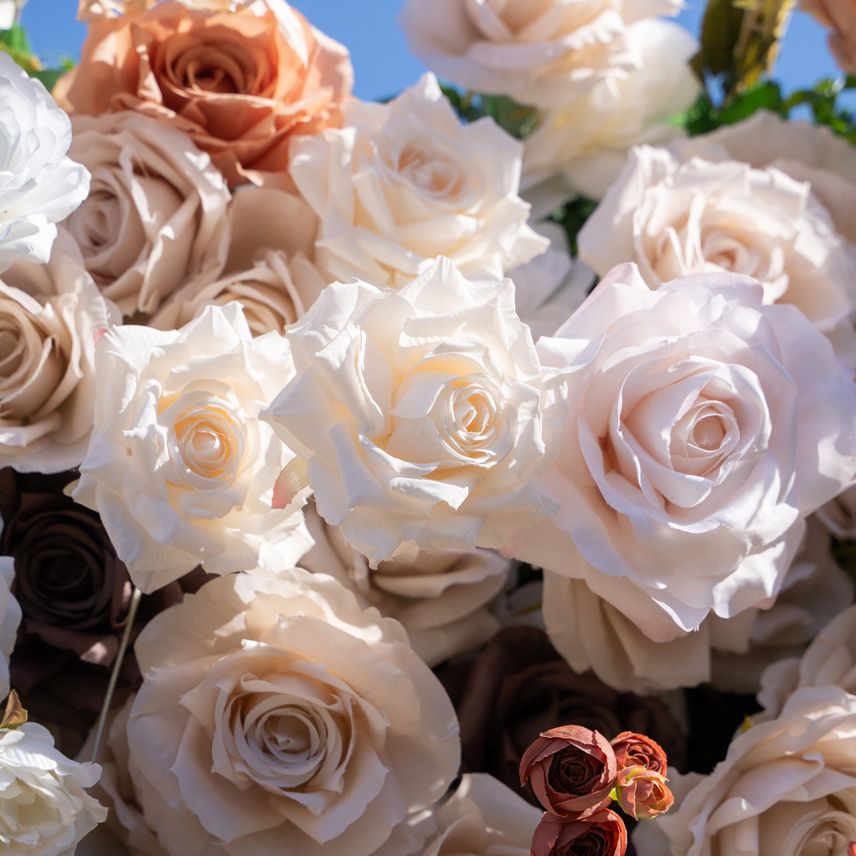 Latte | 4D Event-Ready Artificial Floral Wall Backdrop, Zip-Up Fabric 8ft*8ft | Shipping Included