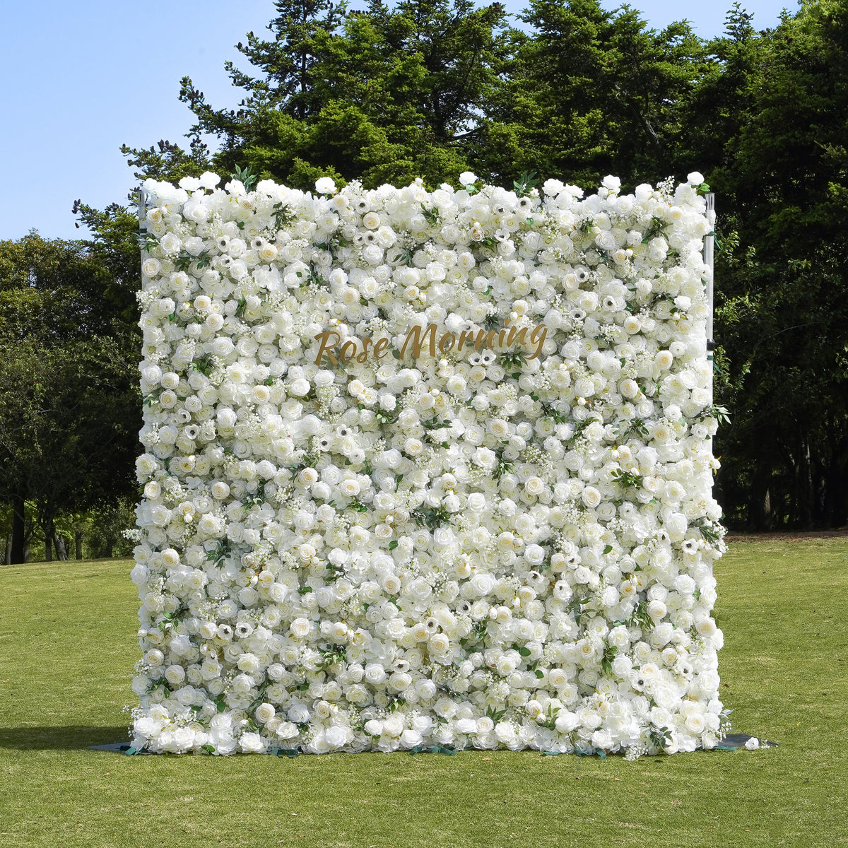 Rose Morning“The flower walls are made of artificial flowers in various colors, layered at different levels to create a lush, elegant and natural look. The exclusive zipper design and roll-up design make it easy to install and remove.”