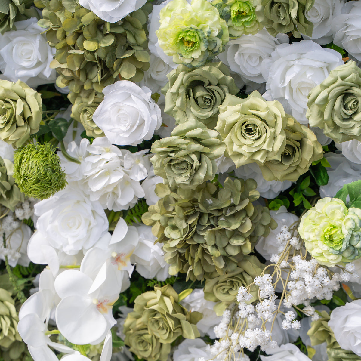 @askmeforaballoon’s Pick Lumi | 5D Sage Green & Cream Floral Wall with Hanging Vines for Dreamy Garden Weddings | Shipping Included