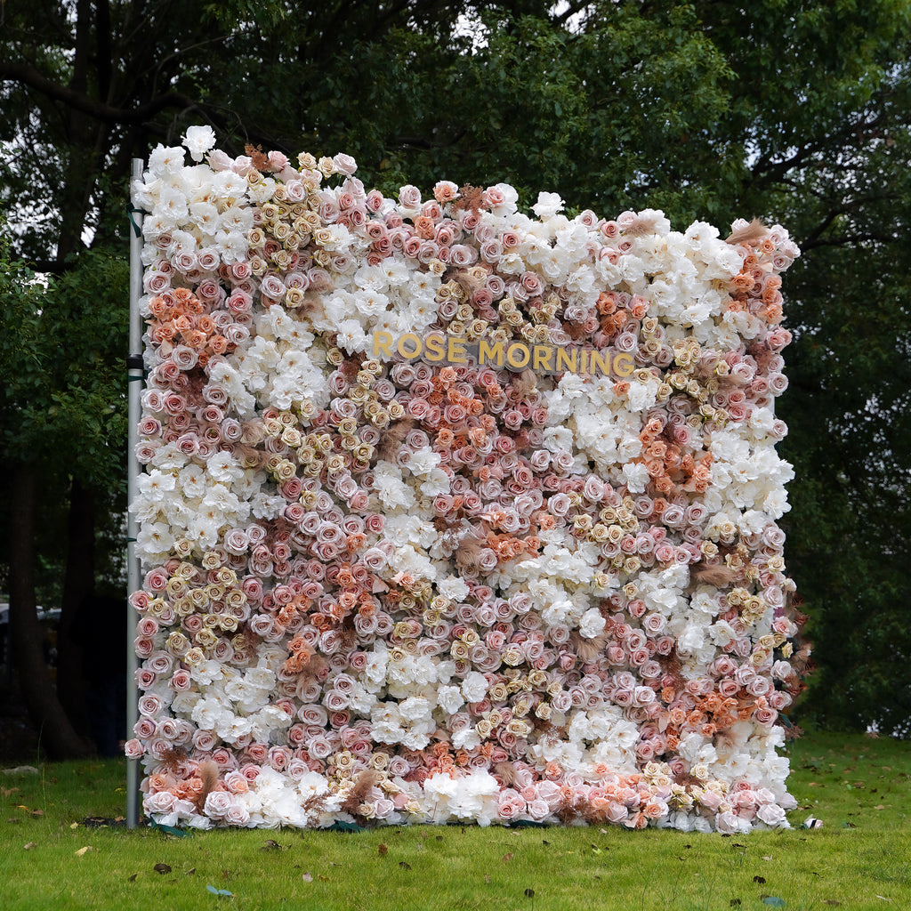 Matilda 5D Fabric Artificial rolling up curtain flower wall Rose Morning