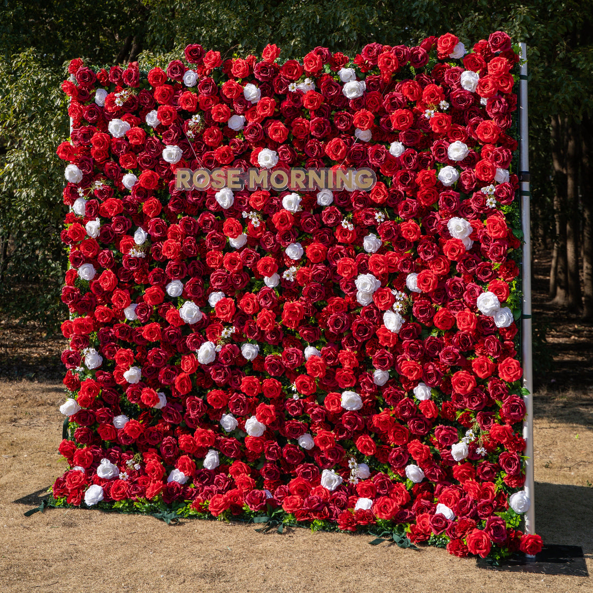 Meraki | 3D Luxury Crimson Red & White Event-Ready Silk Floral Wall Backdrop for Grand Weddings & Valentine’s Events | Shipping Included