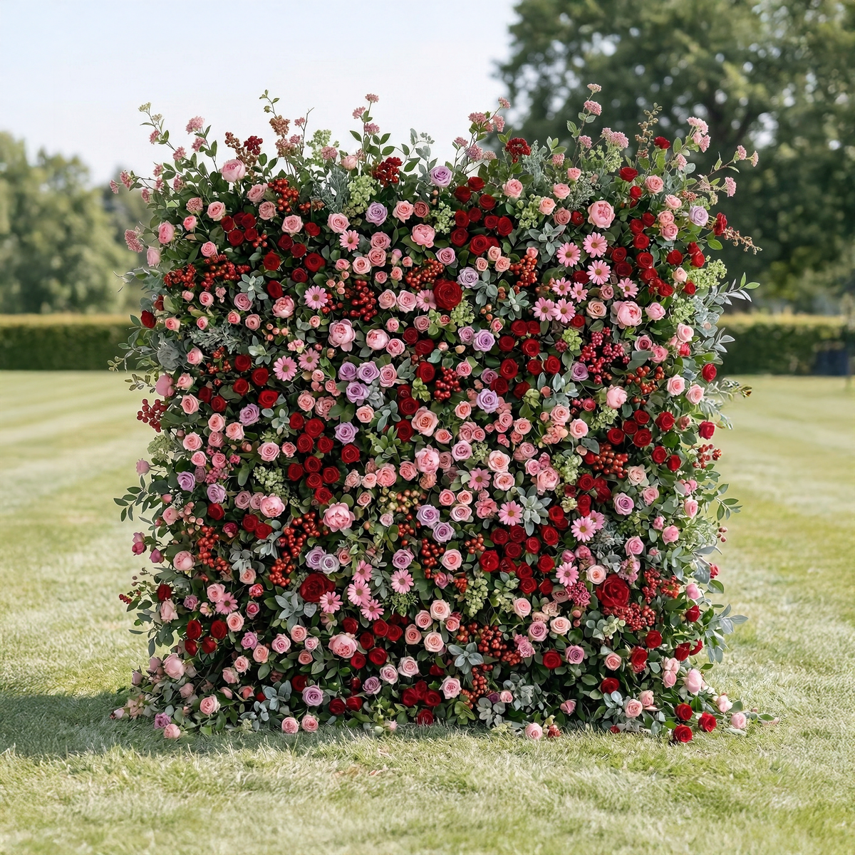 Nadine | 5D Berry & Pastel Pink Event-Ready Silk Floral Wall Backdrop for Grand Garden Weddings & Events | Shipping Included