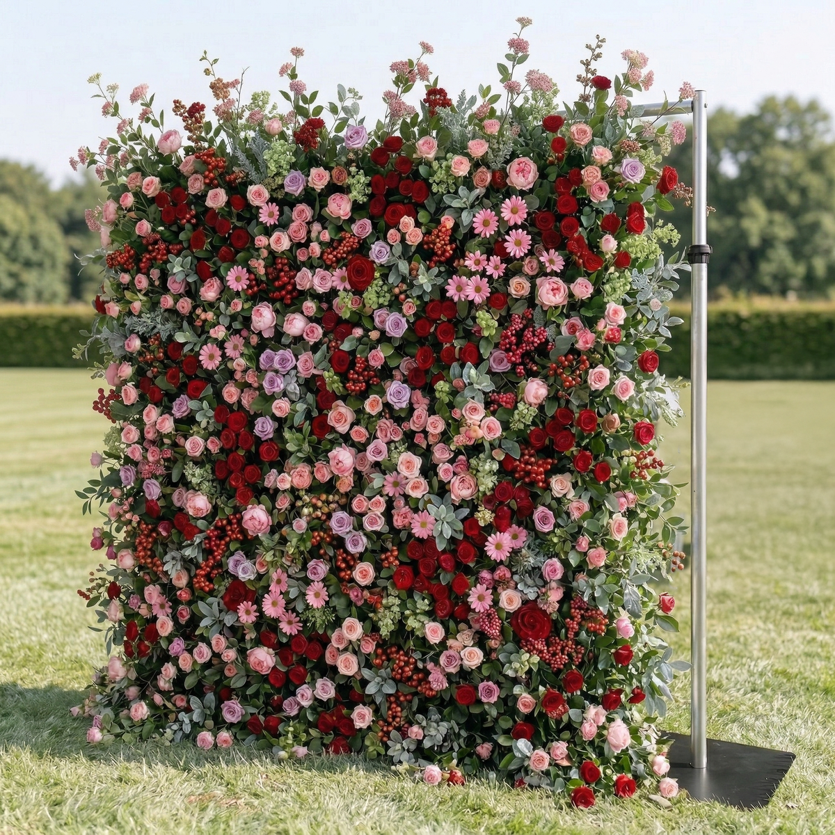 Nadine | 5D Berry & Pastel Pink Event-Ready Silk Floral Wall Backdrop for Grand Garden Weddings & Events | Shipping Included