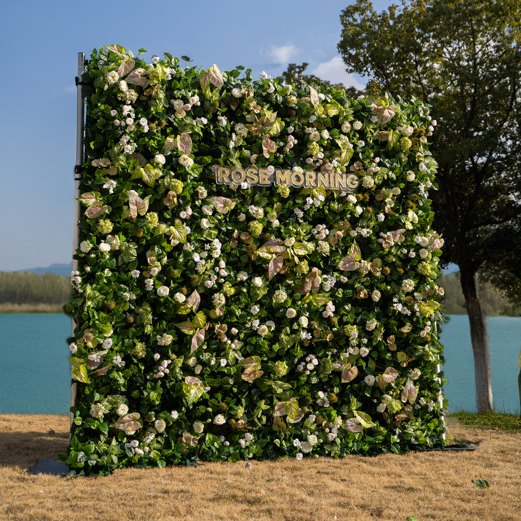 Nives | 4D Event-Ready Artificial Floral Wall Backdrop, Roll-Up Fabric | Shipping Included