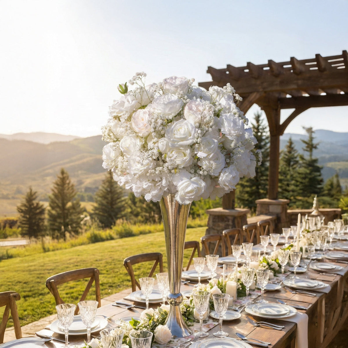 Shy | 3D White Flower Wall - Minimalist Wedding Backdrop 8ft×8ft(In US Stock 7-10 Days) | Shipping Included