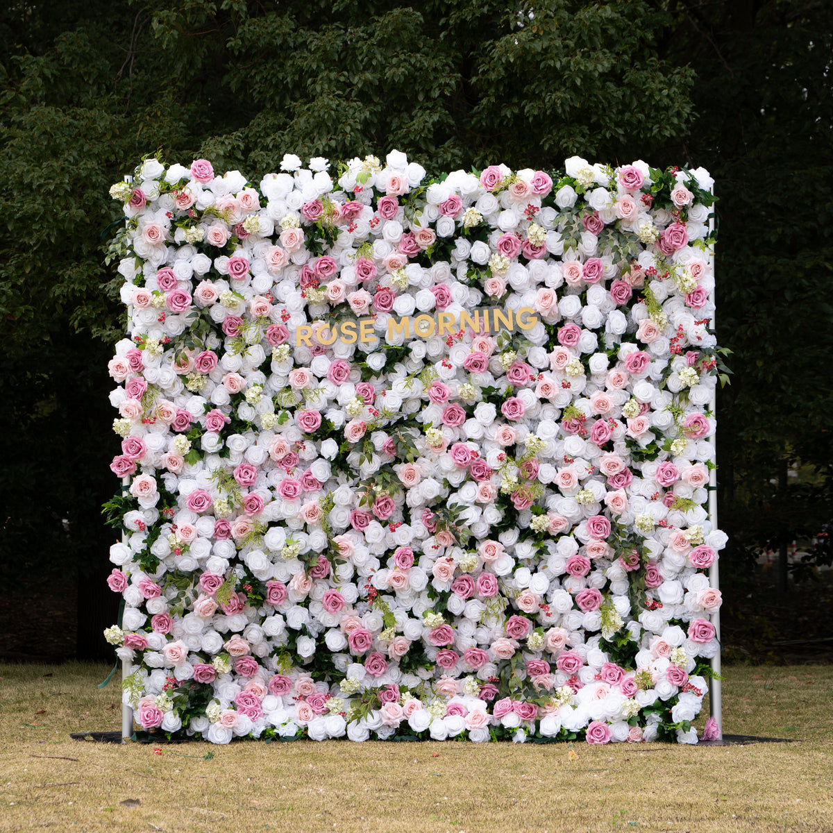 Queena | 4D Event-Ready Artificial Floral Wall Backdrop, Zip-Up Fabric 8ft*8ft | Shipping Included