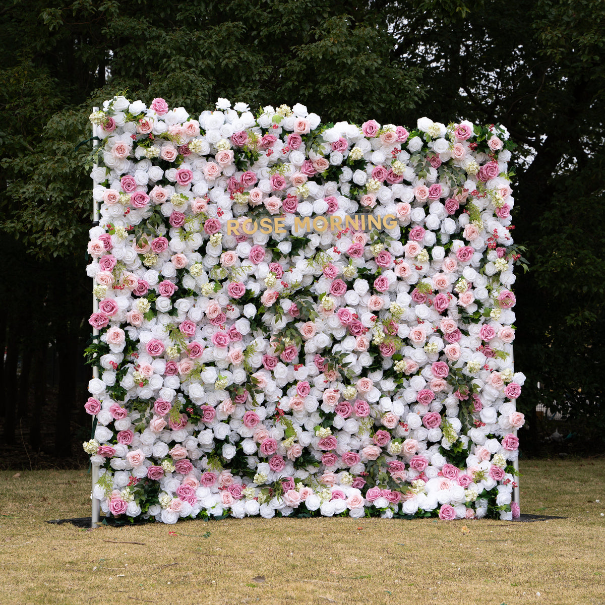 Queena | 4D Event-Ready Artificial Floral Wall Backdrop, Zip-Up Fabric 8ft*8ft | Shipping Included