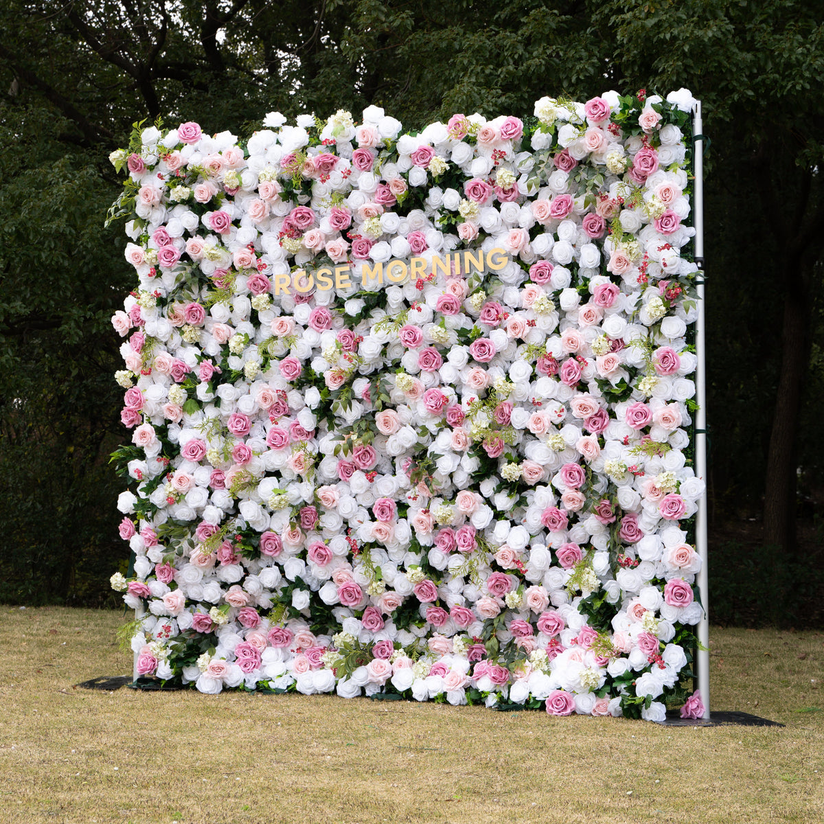 Queena | 4D Event-Ready Artificial Floral Wall Backdrop, Zip-Up Fabric 8ft*8ft | Shipping Included