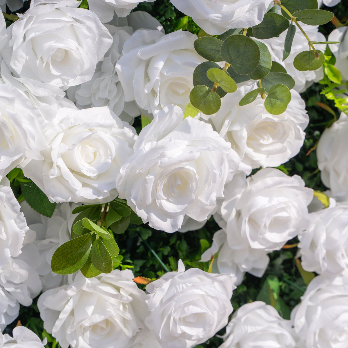 Seren | 3D Luxury White Rose & Greenery Event-Ready Silk Floral Wall Backdrop for Elegant Ceremonies & Garden Receptions | Shipping Included