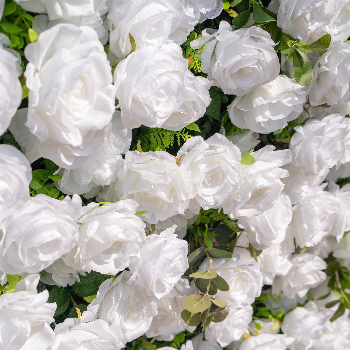 Seren | 3D Luxury White Rose & Greenery Event-Ready Silk Floral Wall Backdrop for Elegant Ceremonies & Garden Receptions | Shipping Included