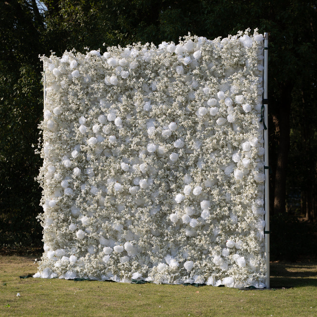 Shimmer Baby Breath wall | 3D Event-Ready Artificial Floral Wall Backdrop, Roll-Up Fabric(In US Stock 5-7 Days Delivered) | Shipping Included