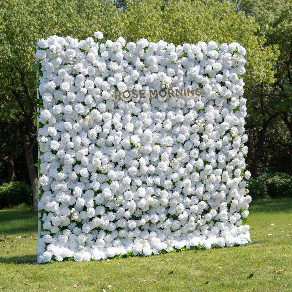 Shy | 3D White Flower Wall - Minimalist Wedding Backdrop 8ft×8ft(In US Stock 7-10 Days) | Shipping Included