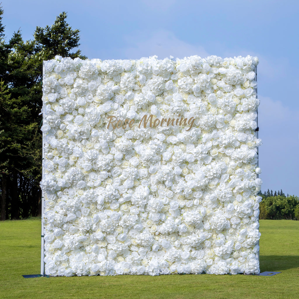 Rose Morning“The flower walls are made of artificial flowers in various colors, layered at different levels to create a lush, elegant and natural look. The exclusive zipper design and roll-up design make it easy to install and remove.”