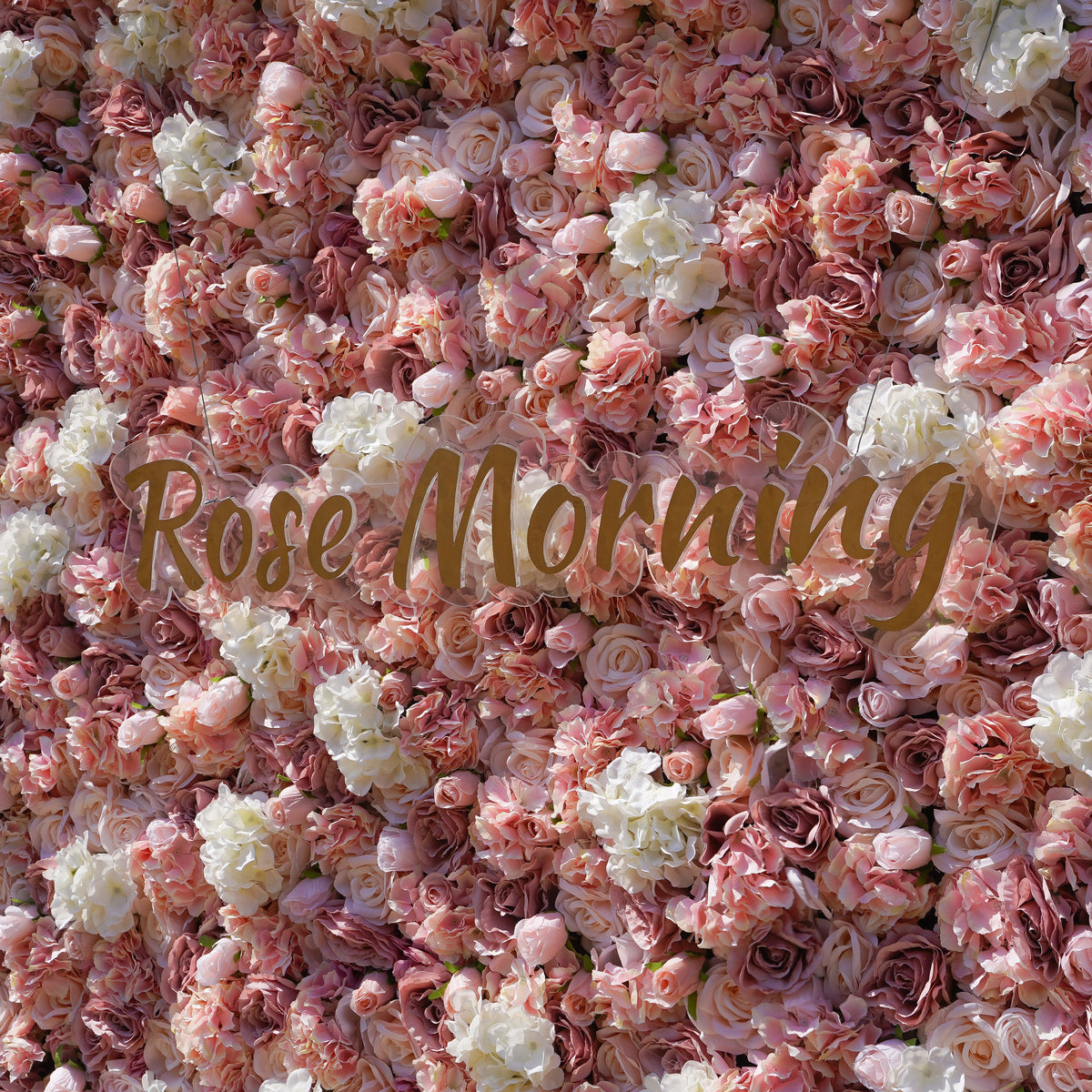 Rose Morning“The flower walls are made of artificial flowers in various colors, layered at different levels to create a lush, elegant and natural look. The exclusive zipper design and roll-up design make it easy to install and remove.”