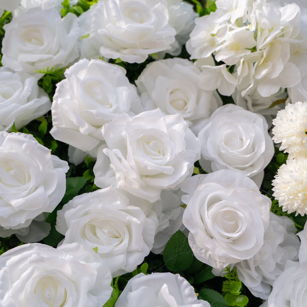 Thalia | 3D Pure White Luxury Event-Ready Silk Floral Wall Backdrop for Elegant Wedding Ceremonies & Minimalist Events | Shipping Included