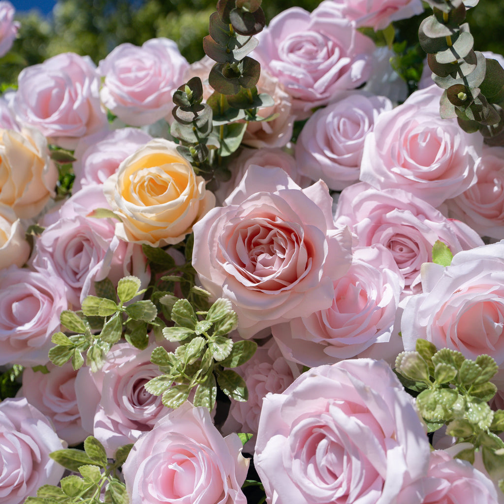 Ti Amo | 4D Event-Ready Artificial Floral Wall Backdrop, Roll-Up Fabric | Shipping Included