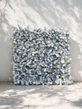 Cerulean | 2026 Luxury 5D White & Blue Floral Wall with Greenery Roll-Up Backdrop for Whimsical Bridal Showers | Shipping Included