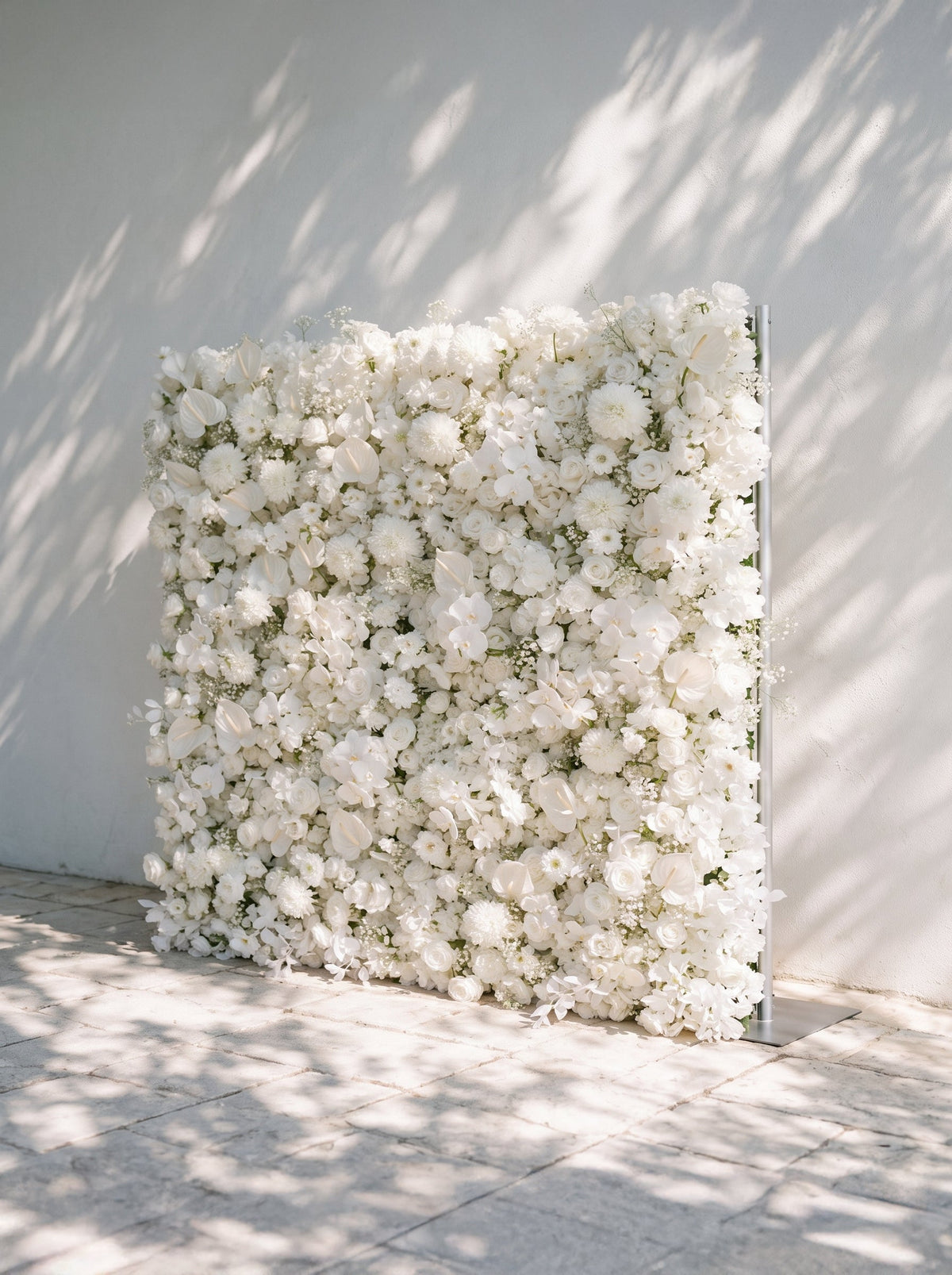 Opal | 2026 Luxury 5D All-White Floral Wall with Greenery Roll-Up Backdrop for Rustic Garden Weddings | Shipping Included