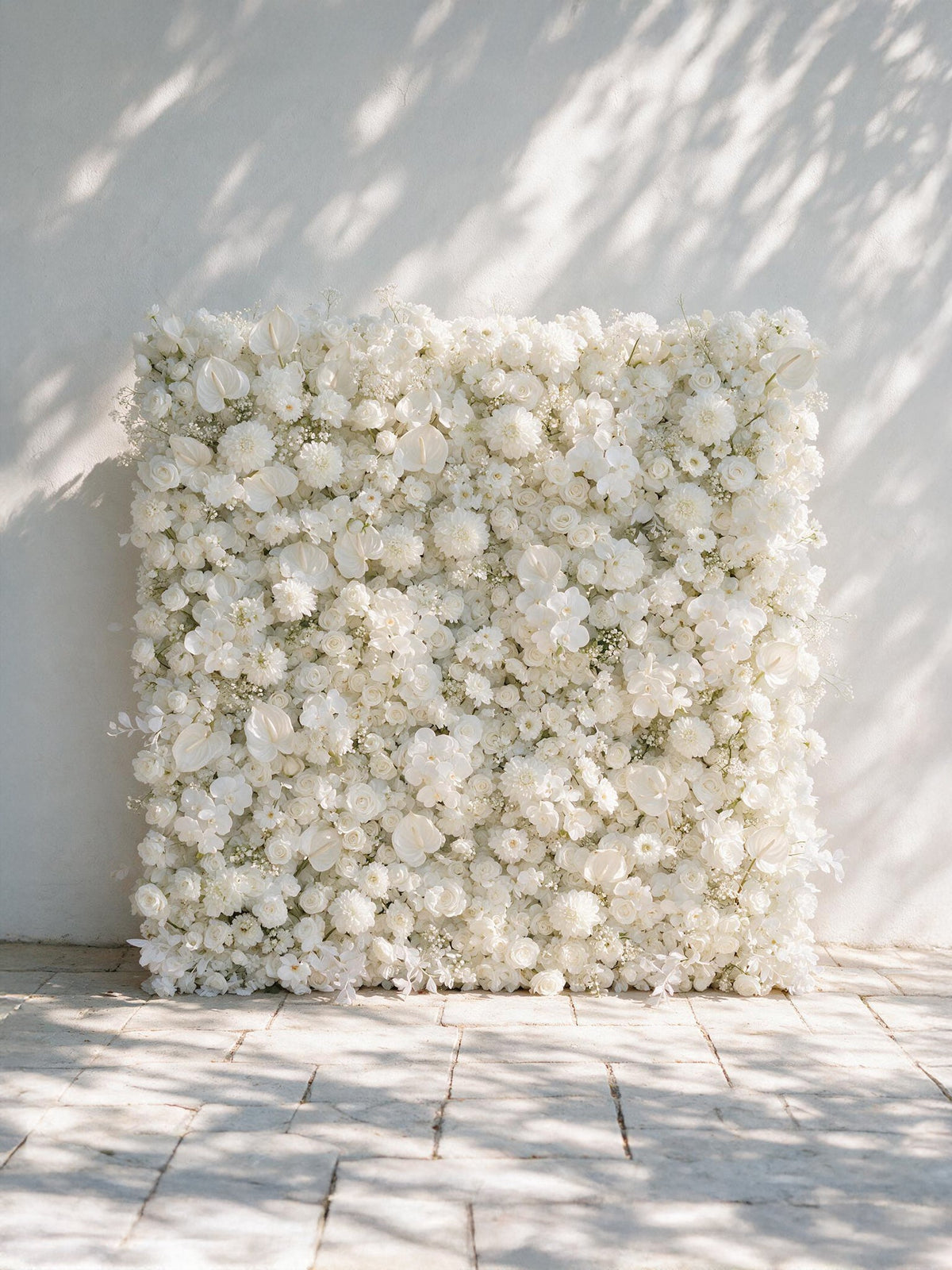 Opal | 2026 Luxury 5D All-White Floral Wall with Greenery Roll-Up Backdrop for Rustic Garden Weddings | Shipping Included