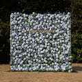 Velora | 3D Dusty Blue Rose Roll-Up Fabric Curtain Floral Backdrop for Weddings & Luxury Events | Shipping Included
