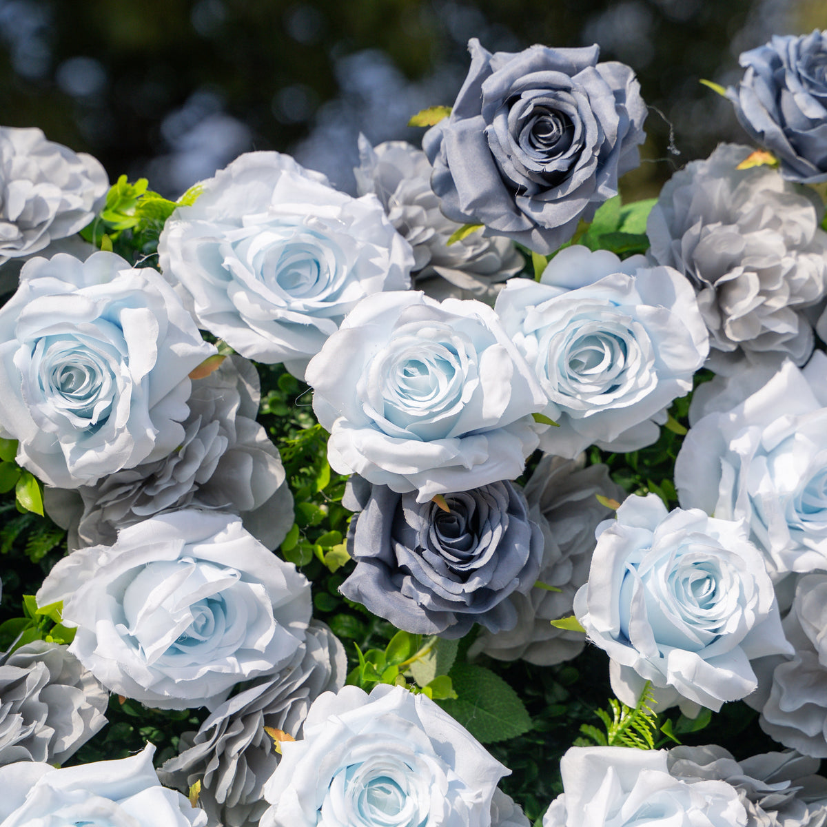 Velora | 3D Dusty Blue Rose Roll-Up Fabric Curtain Floral Backdrop for Weddings & Luxury Events | Shipping Included