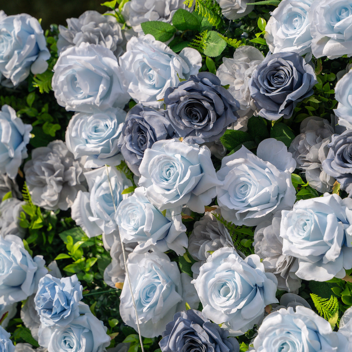 Velora | 3D Dusty Blue Rose Roll-Up Fabric Curtain Floral Backdrop for Weddings & Luxury Events | Shipping Included