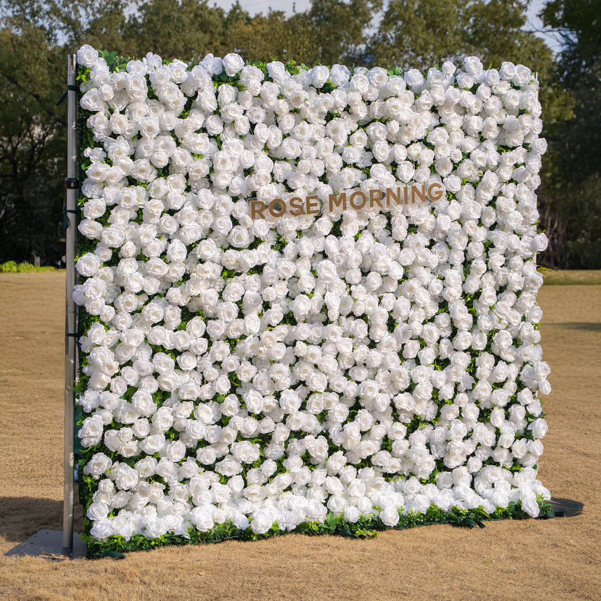 Zephira | 3D Elegant White Event-Ready Silk Rose Floral Wall Backdrop for Luxury Weddings & Events | Shipping Included