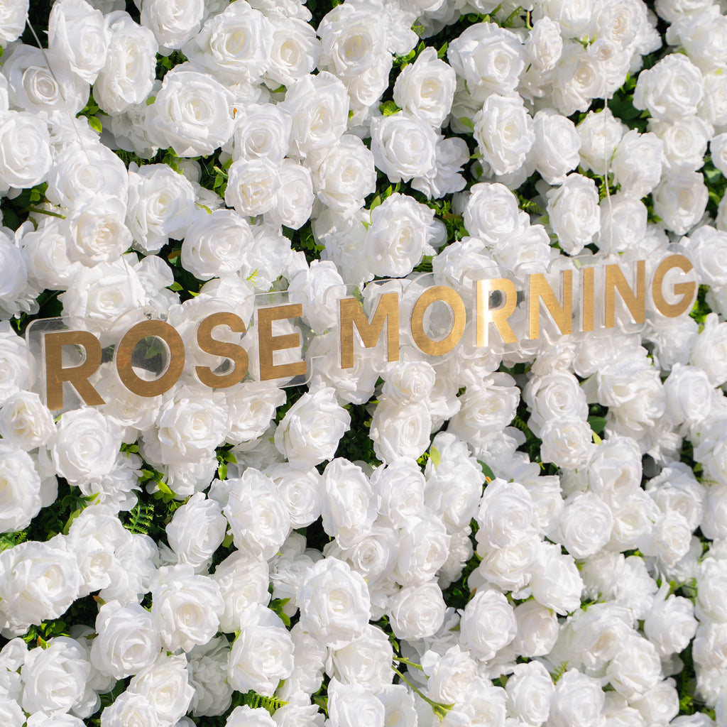 Zephira | 3D Elegant White Event-Ready Silk Rose Floral Wall Backdrop for Luxury Weddings & Events | Shipping Included
