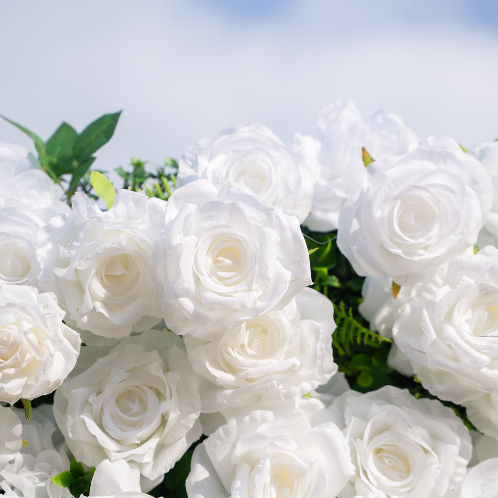 Zephira | 3D Elegant White Event-Ready Silk Rose Floral Wall Backdrop for Luxury Weddings & Events | Shipping Included