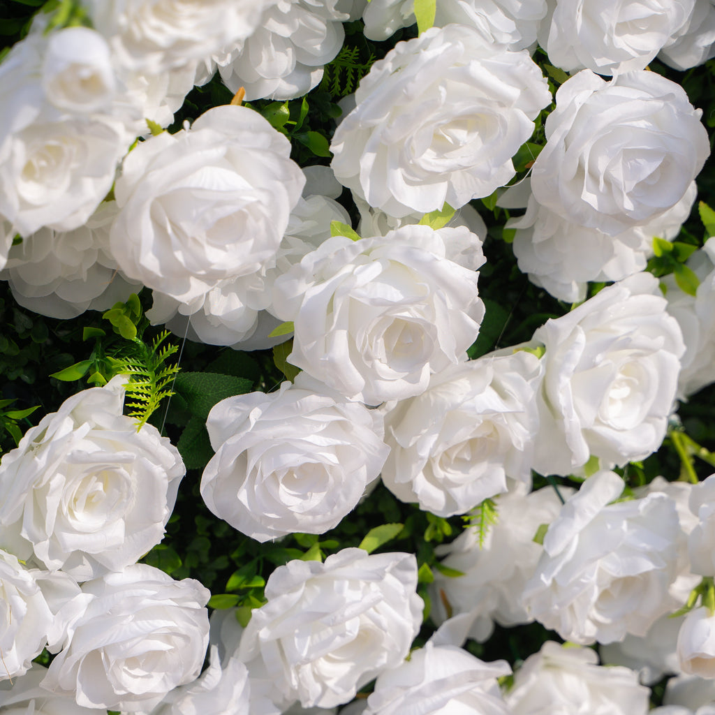 Zephira | 3D Elegant White Event-Ready Silk Rose Floral Wall Backdrop for Luxury Weddings & Events | Shipping Included