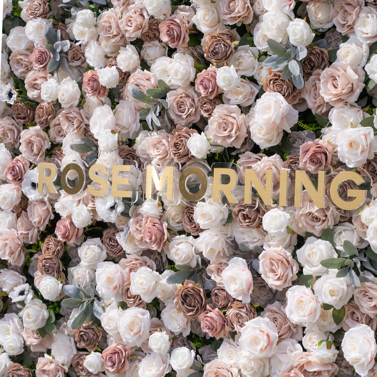 Ziven | 5D Elegant Latte & Ivory Event-Ready Silk Rose Floral Wall Backdrop for Luxury Wedding & Modern Interior Decor | Shipping Included