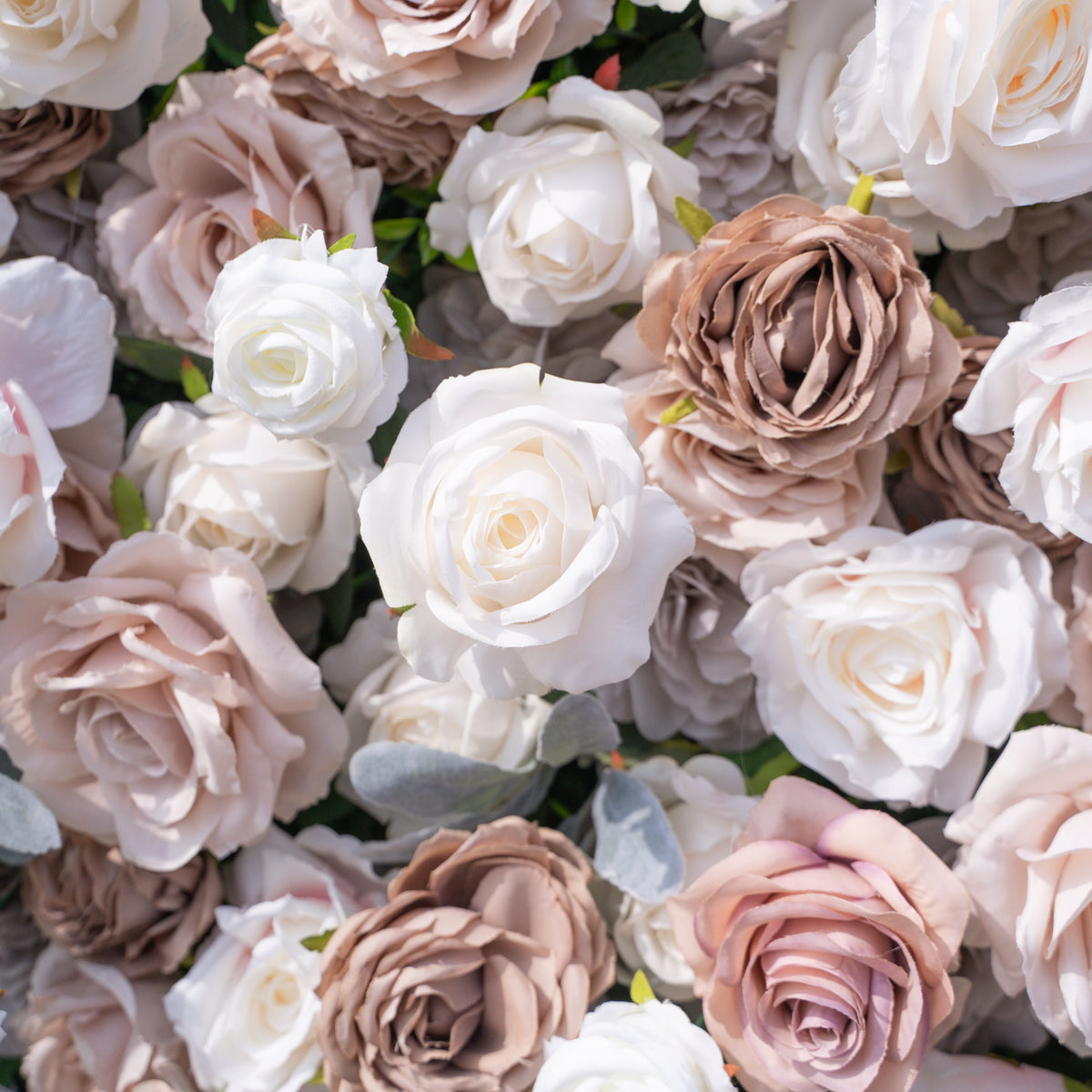 Ziven | 5D Elegant Latte & Ivory Event-Ready Silk Rose Floral Wall Backdrop for Luxury Wedding & Modern Interior Decor | Shipping Included